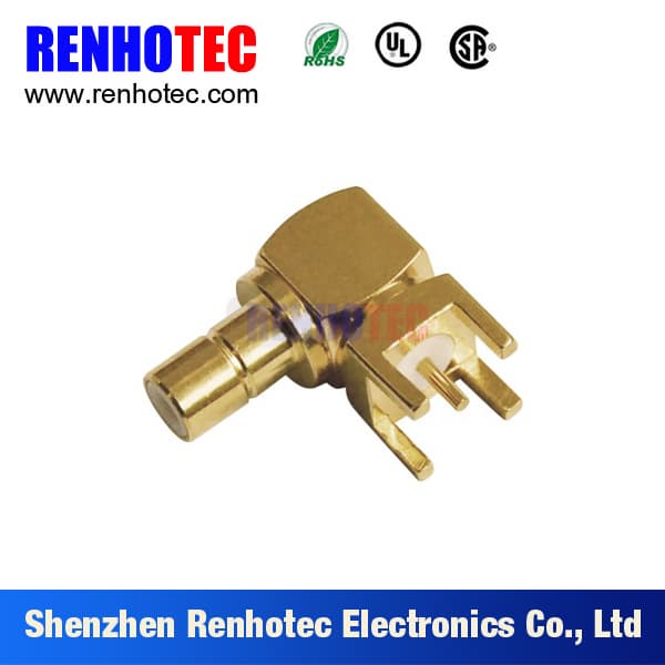 90 Degree SMB Male RF Coaxial Connector for PCB Mount